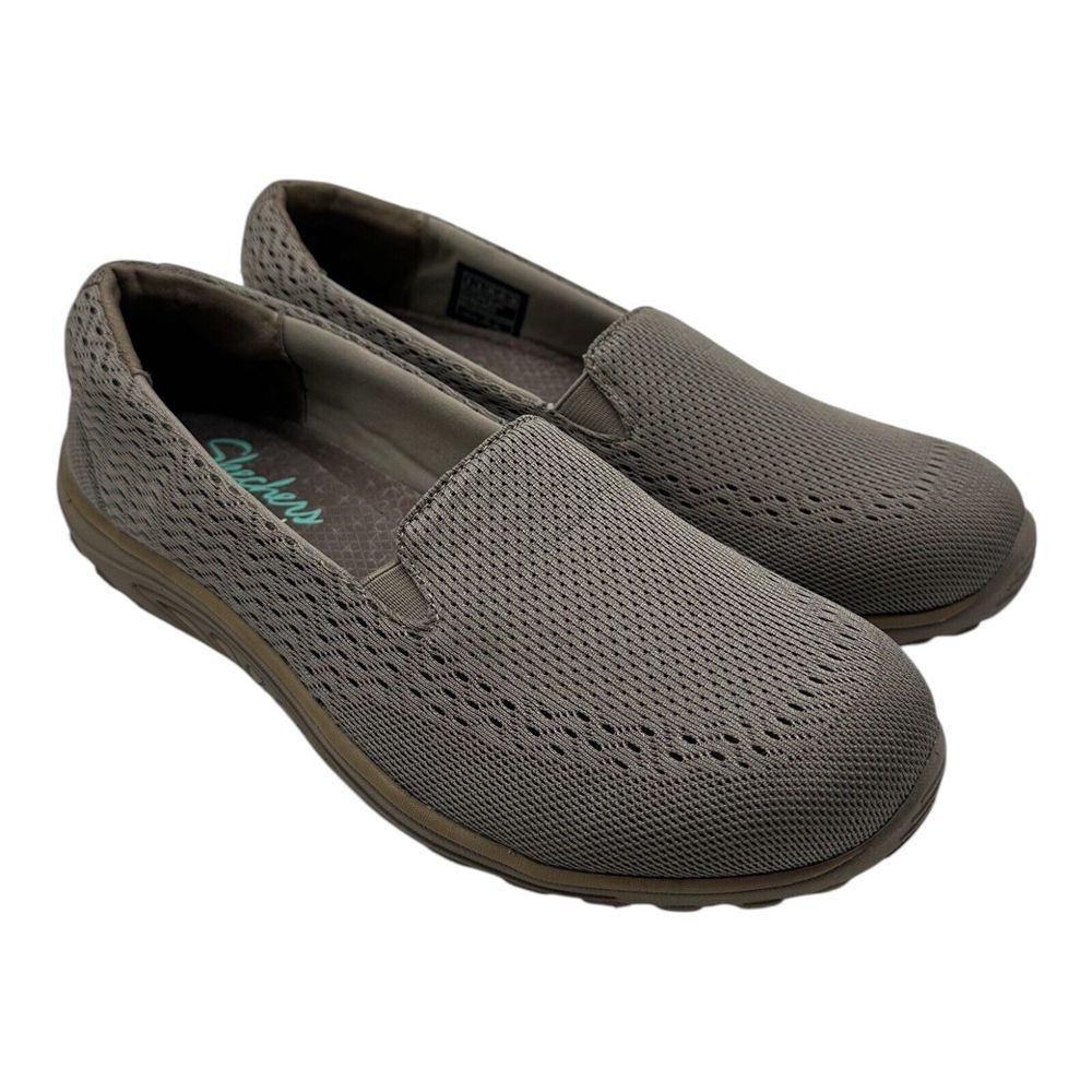 Skechers Loafers Womens 9 Beige Dark Taupe‎ Slip On Casual Flats Sneakers 158095